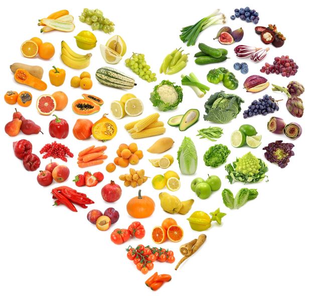 Heart of fruits and vegetables