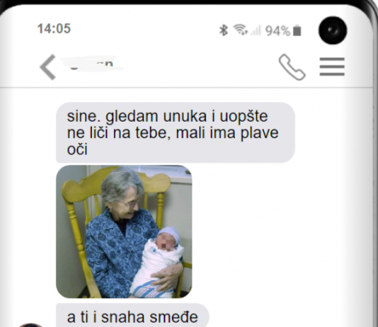 UMJESTO SINU, POSLALA SAM PORUKU SNAHI: Mislila sam da GA JE PREVARILA I PODMETNULA MU TUĐE DIJETE, a onda mi je SNAHA OVO NAPISALA, PLAČEM VEĆ SAT VREMENA